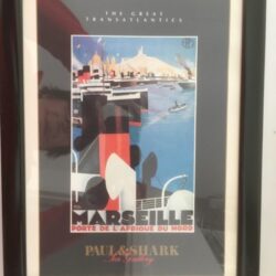 Vintage poster of Marseille with a ship and cityscape.