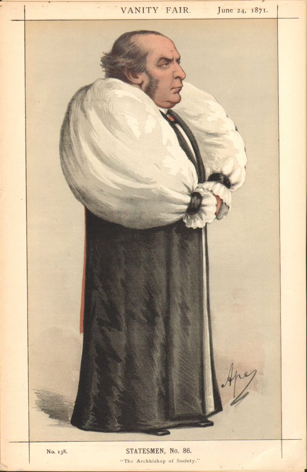 ORIGINAL VANITY FAIR PRINT JUNE 24 1871 THE ARCHBISHOP OF SOCIETY