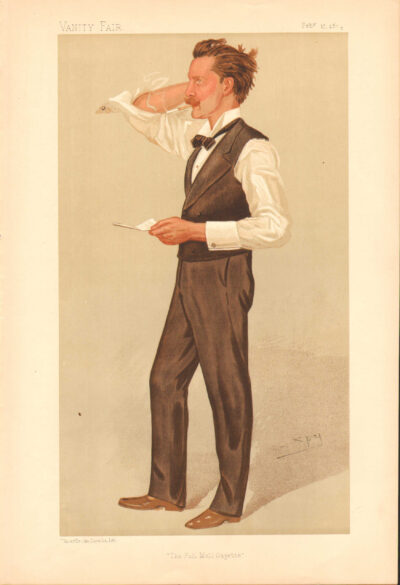 A vintage illustration of a man reading a letter with a bird on his hat.