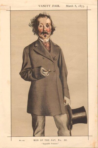 A caricature of a man with a top hat and cigar.