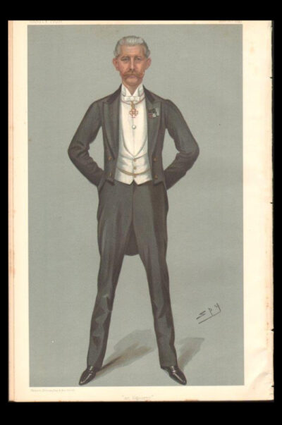 Elegant man in a formal tuxedo with a bow tie and white vest.