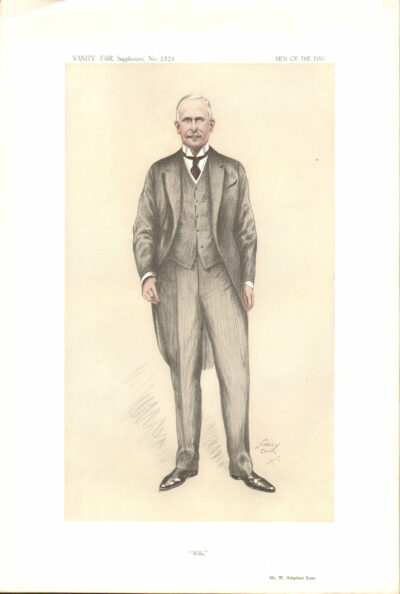A vintage illustration of a man in a suit holding a cane.
