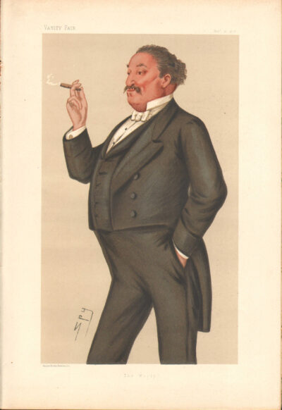 A distinguished man in formal attire, holding a cigar.