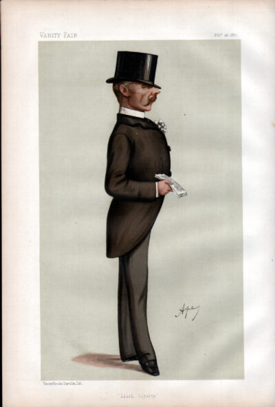 Caricature of a man in formal 19th-century attire with a top hat.
