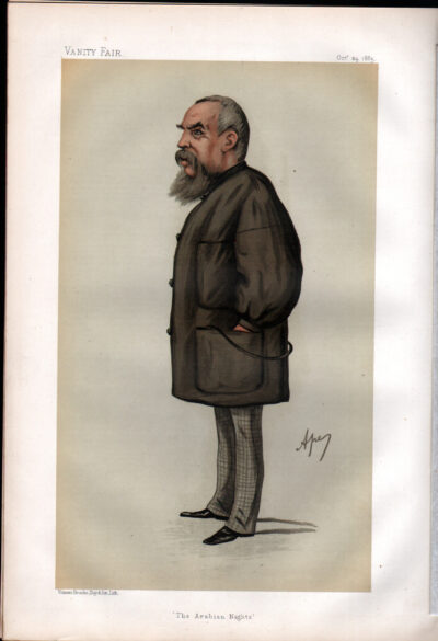 Caricature of a distinguished man with a beard in a long coat.